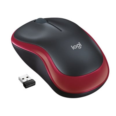 Logitech M185 Belaidė pelė, RF Wireless, 1000 DPI, Juoda/Raudona-Klaviatūros, pelės ir