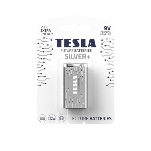 Baterija Tesla 9V Silver+ Alkaline 6LR61 580 mAh (1 vnt) (13090120)-Elementai