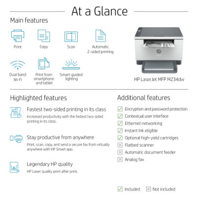 HP LaserJet MFP M234dw Spausdintuvas lazerinis Nespalvotas A4 29ppm Wi-Fi USB Bluetooth