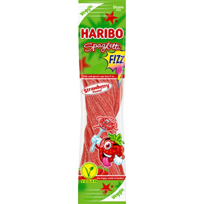 Guminukai HARIBO, Spaghetti, Strawberry sour, 200 g Saldumynai